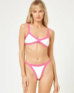 Hot Taylor Bikini Top - Bubblegum Pink-Cream Bralette|Bikini Tops