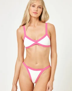 Hot Taylor Bikini Top - Bubblegum Pink-Cream Bralette|Bikini Tops