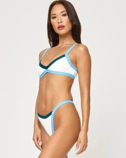 Clearance Taylor Bikini Top - Cream-Deep Teal-Seaspray Bralette|Bikini Tops